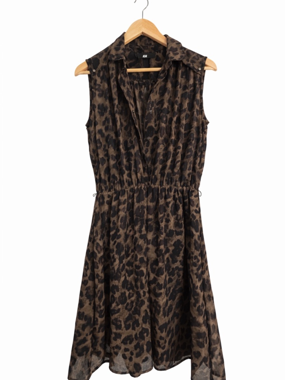 H&M Brown and Black Leopard Print Sleeveless Midi Dress